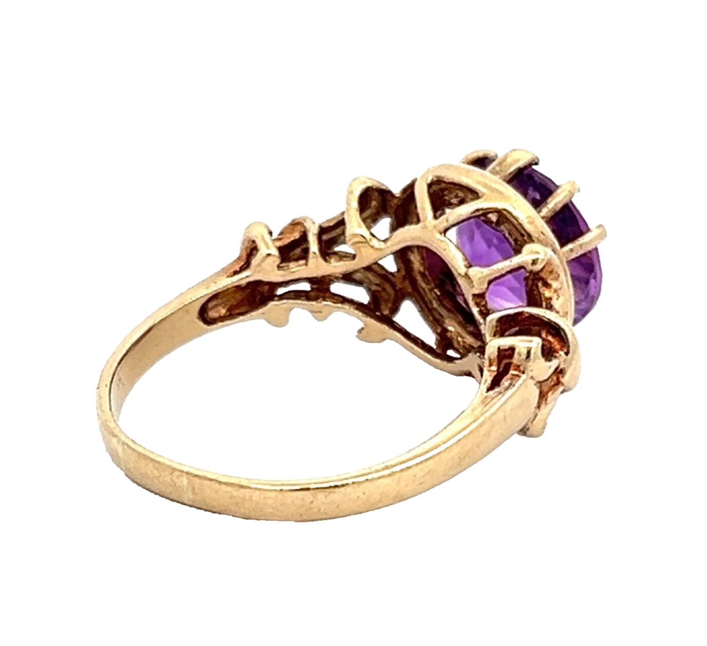 9Ct Yellow Gold Vintage Purple Stone Cocktail Ring