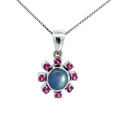 18Ct White Gold Multi-Colour Gemstone Pendant