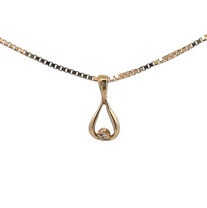 9Ct Yellow Gold Drop Style Diamond Pendant