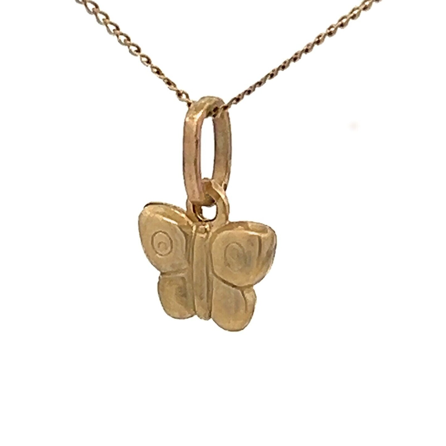 9Ct Yellow Gold Vintage Miniature Butterfly Charm Pendant