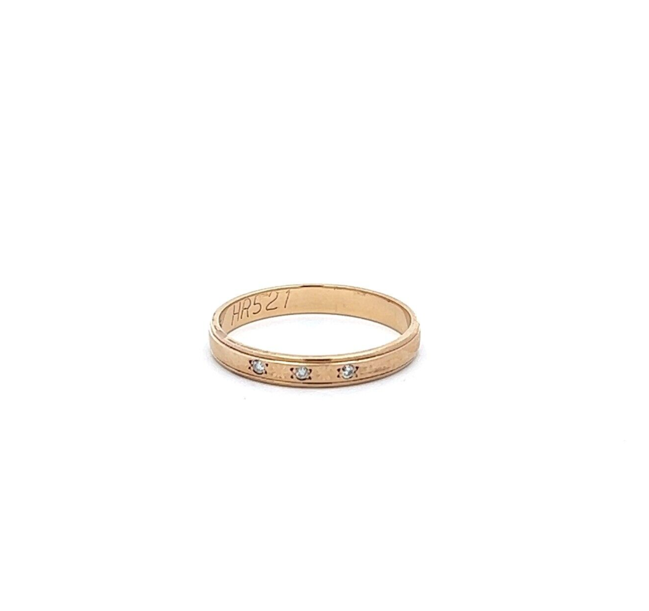 9Ct Yellow Gold Dainty Vintage 0.02 TW Diamond Band Ring