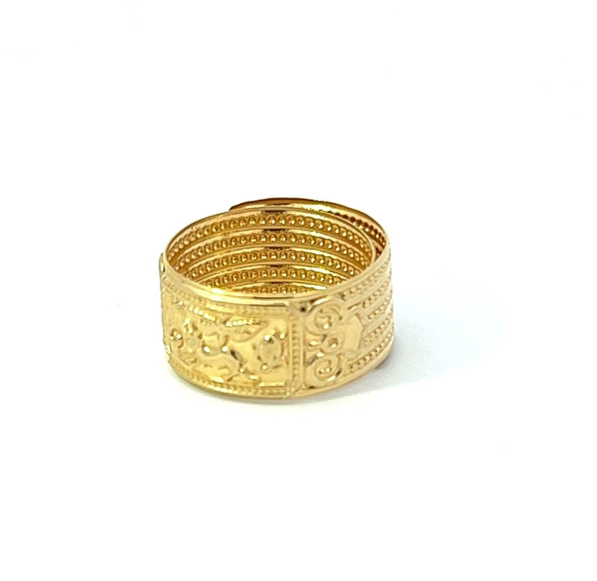 18Ct Yellow Gold Detailed Adjustable Size Wrap Around Ring