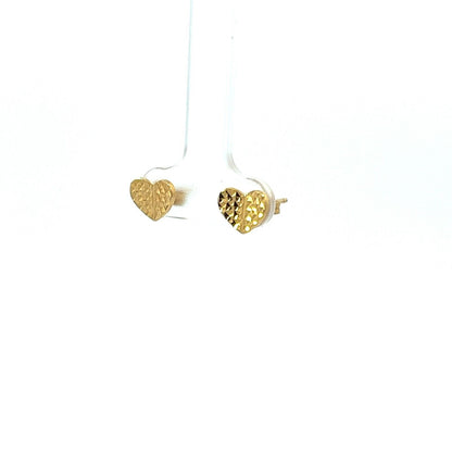 18Ct Yellow Gold Heart Studs