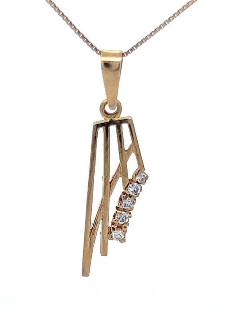 9Ct Yellow Gold Diamond Detail Pendant