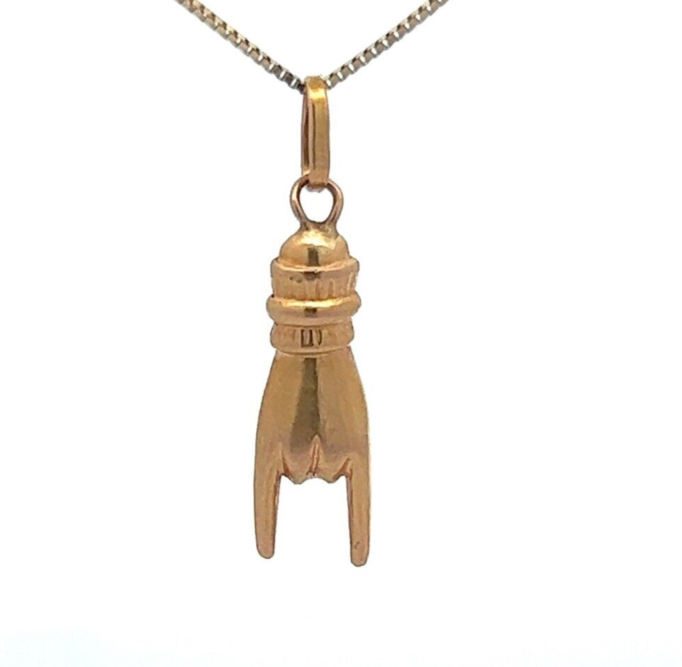 18Ct Yellow Gold Horned Hand 'Shaka' Pendant