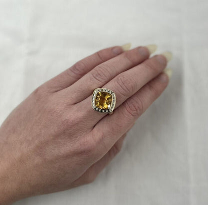 9Ct Yellow Gold Citrine and Diamond Ring