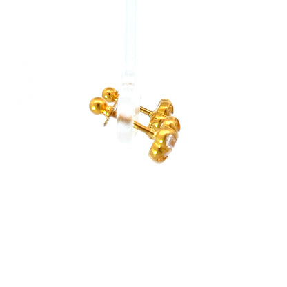 22Ct Yellow Gold CZ Floral Stud Earrings