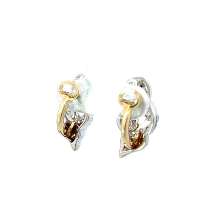 18Ct Two-Toned Gold CZ Statement Earrings