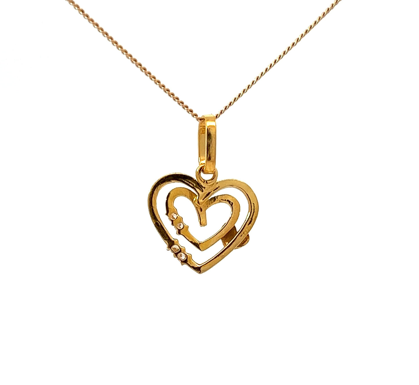 22Ct Yellow Gold CZ Heart Pendant