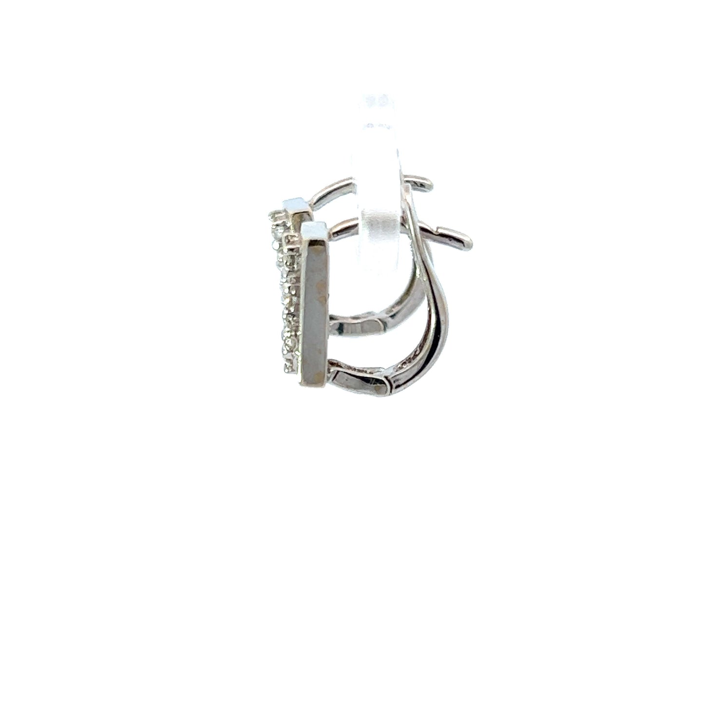 18Ct White Gold CZ Huggie Hoop Earrings