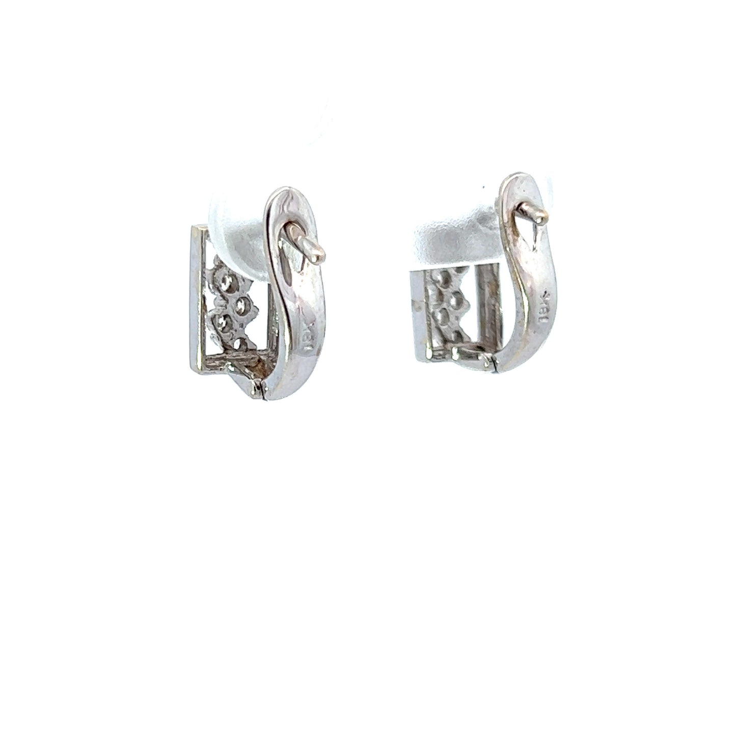 18Ct White Gold CZ Huggie Hoop Earrings