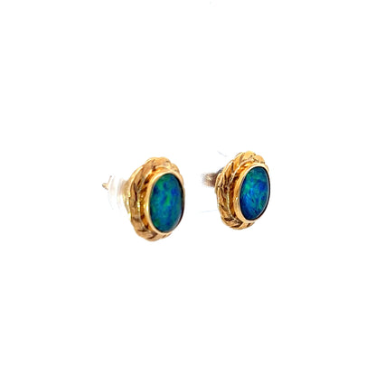 9Ct Yellow Gold Opal Stud Earrings