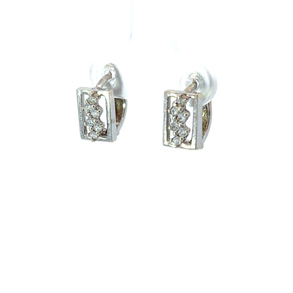 18Ct White Gold CZ Huggie Hoop Earrings