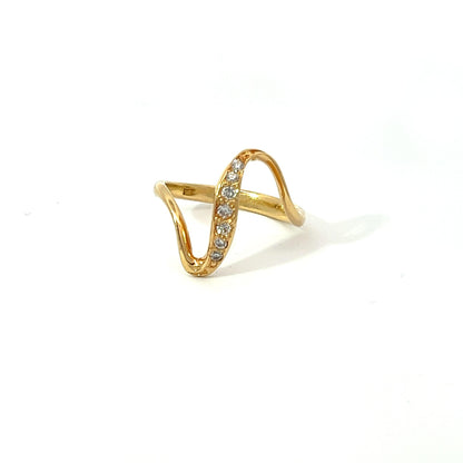 18Ct Yellow Gold CZ Abstract Ring