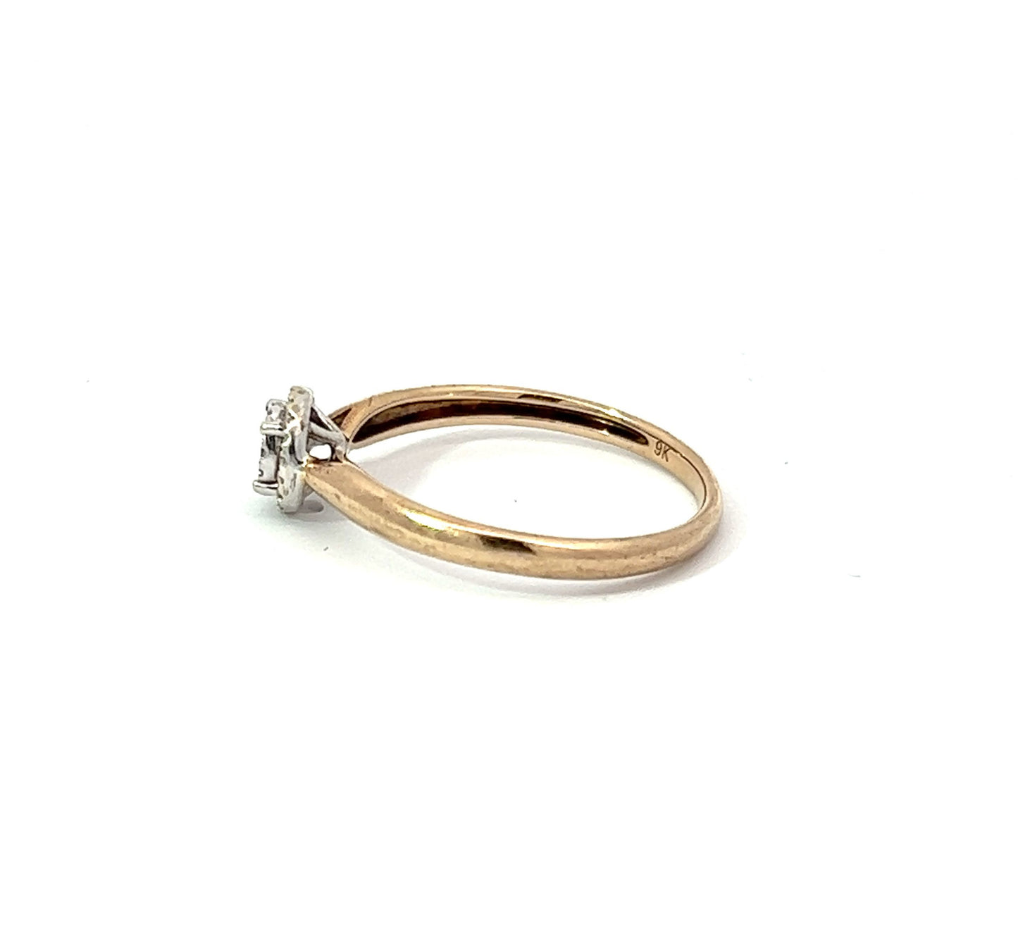 9Ct Yellow Gold Diamond Halo Ring