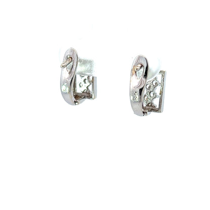 18Ct White Gold CZ Huggie Hoop Earrings