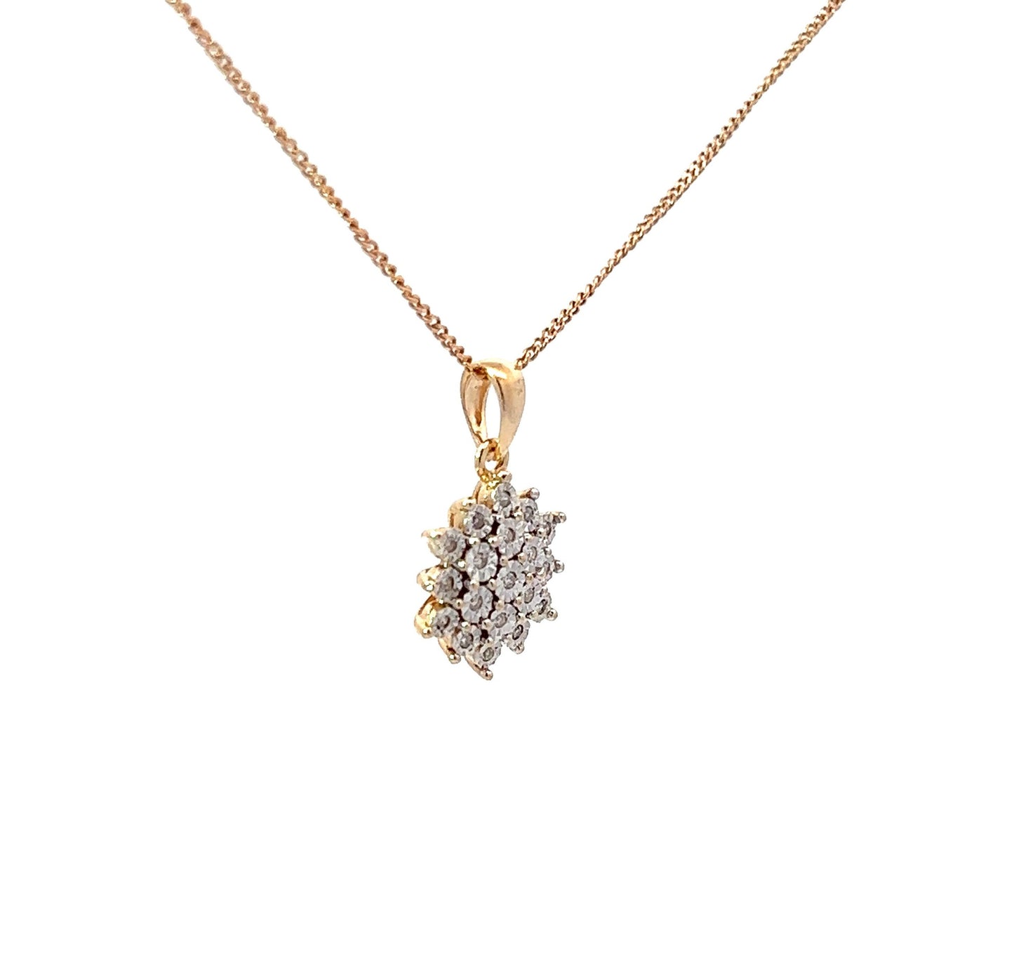 9Ct Yellow Gold Diamond Cluster Pendant