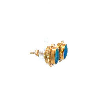 9Ct Yellow Gold Opal Stud Earrings