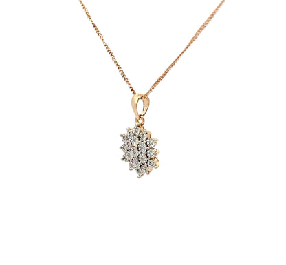 9Ct Yellow Gold Diamond Cluster Pendant