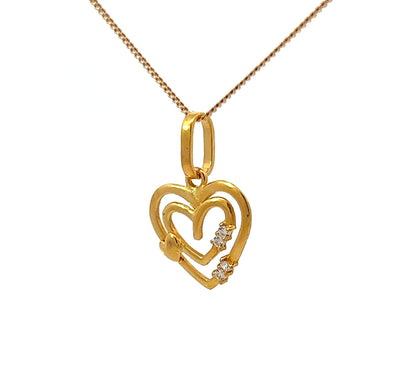 22Ct Yellow Gold CZ Heart Pendant