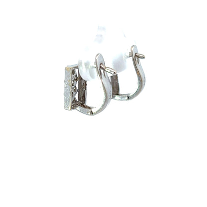 18Ct White Gold CZ Huggie Hoop Earrings