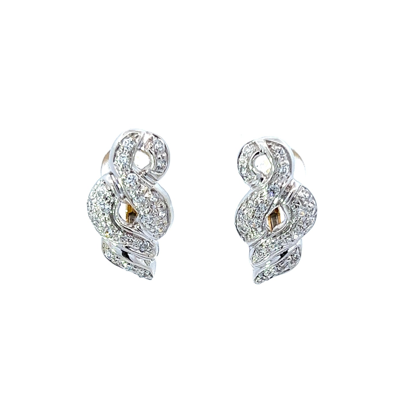 18Ct Two-Toned Gold CZ Statement Earrings