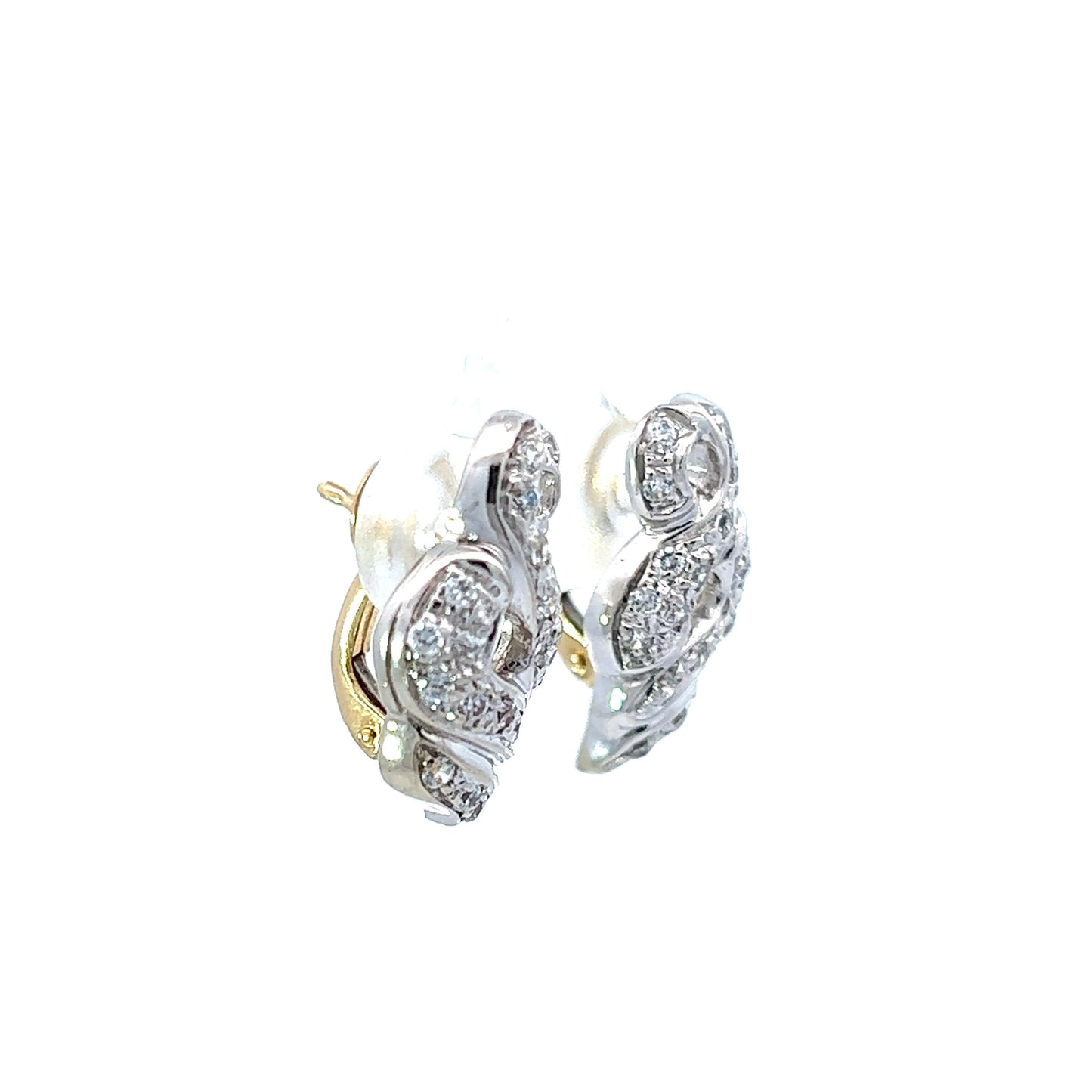 18Ct Two-Toned Gold CZ Statement Earrings