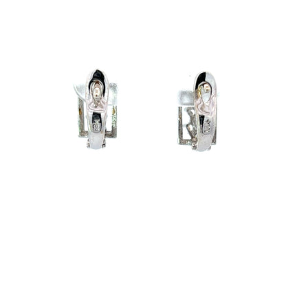 18Ct White Gold CZ Huggie Hoop Earrings