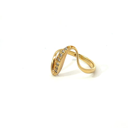 18Ct Yellow Gold CZ Abstract Ring