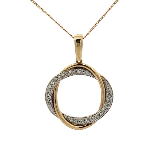 9Ct Yellow Gold Diamond Wrapped Pendant