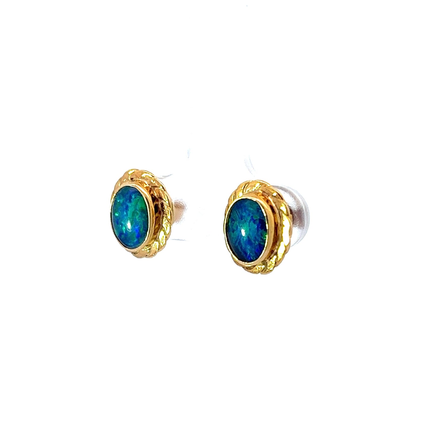 9Ct Yellow Gold Opal Stud Earrings