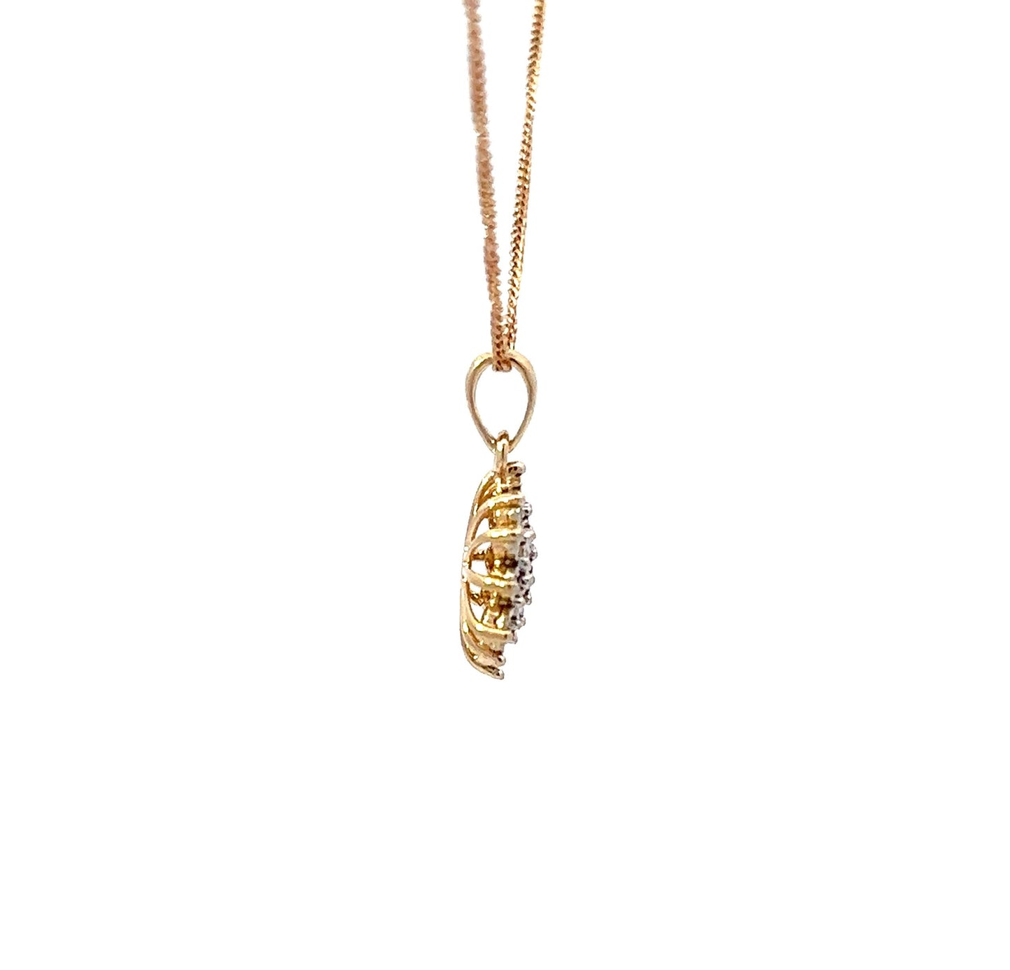 9Ct Yellow Gold Diamond Cluster Pendant