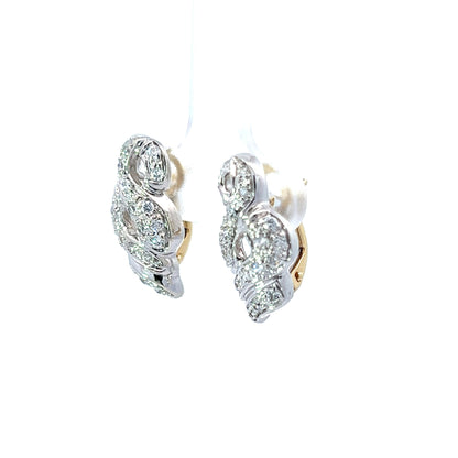 18Ct Two-Toned Gold CZ Statement Earrings