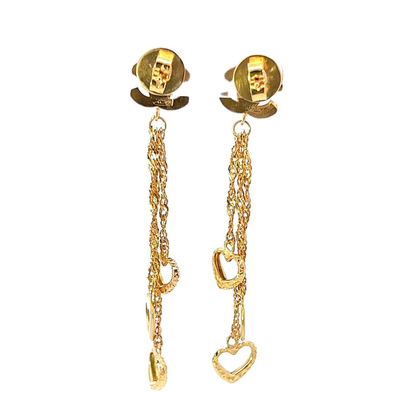 18Ct Yellow Gold Chanel Style Chandelier Earrings