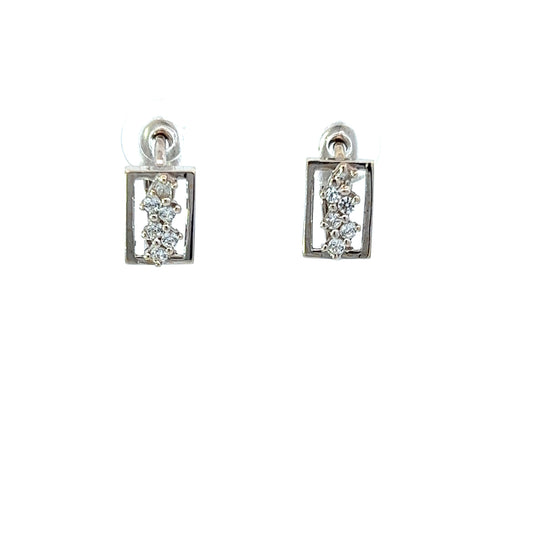 18Ct White Gold CZ Huggie Hoop Earrings