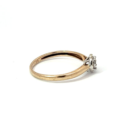 9Ct Yellow Gold Diamond Halo Ring