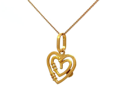 22Ct Yellow Gold CZ Heart Pendant