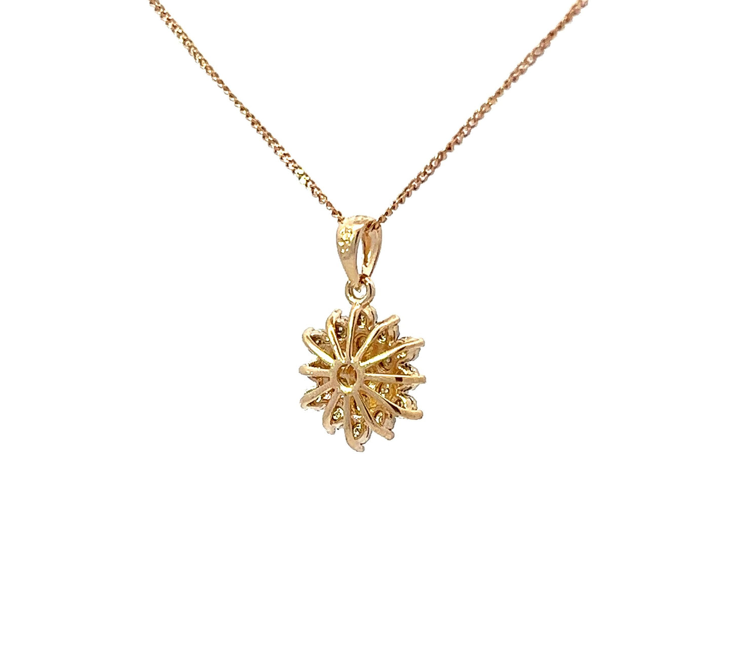 9Ct Yellow Gold Diamond Cluster Pendant