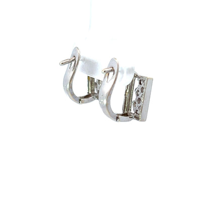 18Ct White Gold CZ Huggie Hoop Earrings