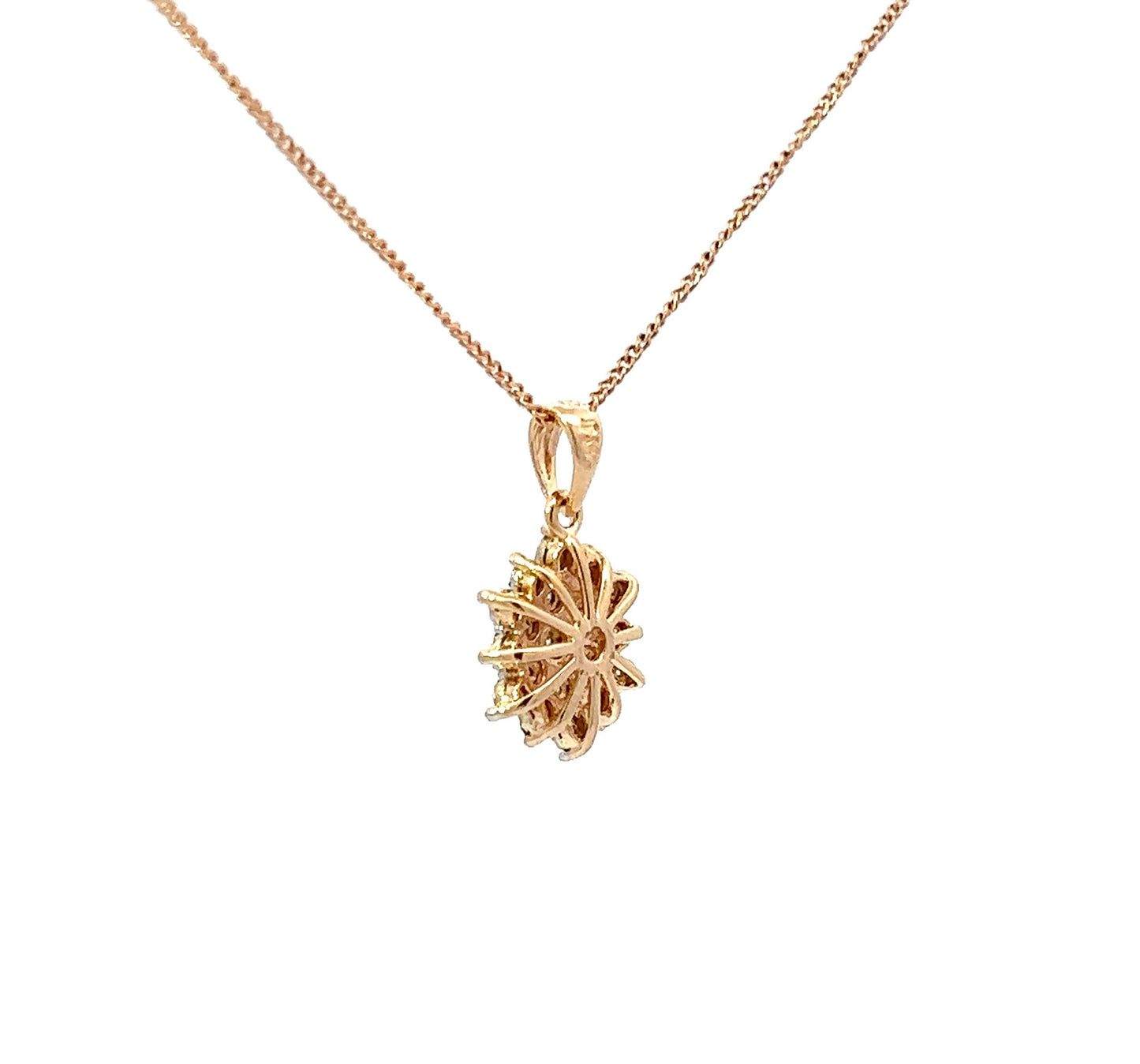 9Ct Yellow Gold Diamond Cluster Pendant