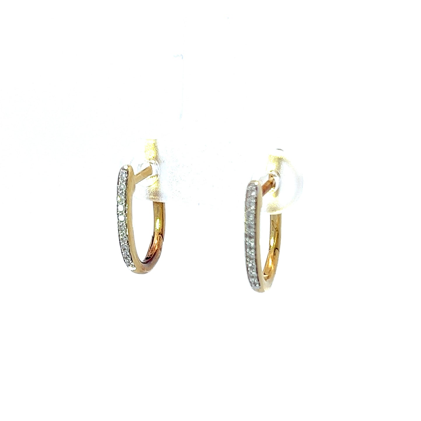 18Ct Yellow Gold Diamond Huggie Hoop Earrings