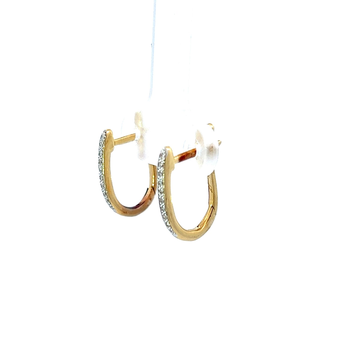 18Ct Yellow Gold Diamond Huggie Hoop Earrings