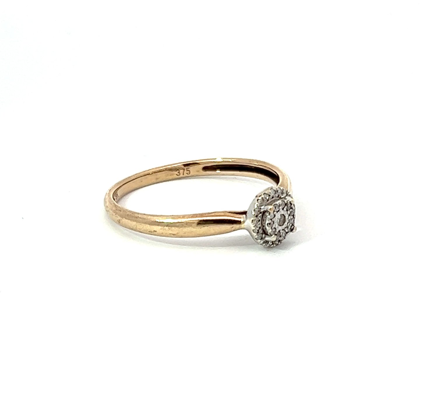 9Ct Yellow Gold Diamond Halo Ring